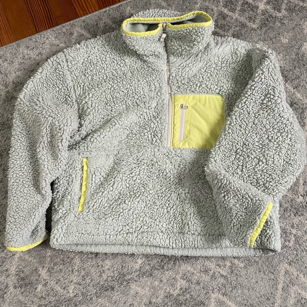 Anthropologie Retro Apres 1/2 Zip Teddy Fleece (Women's Large) - Powder Blue